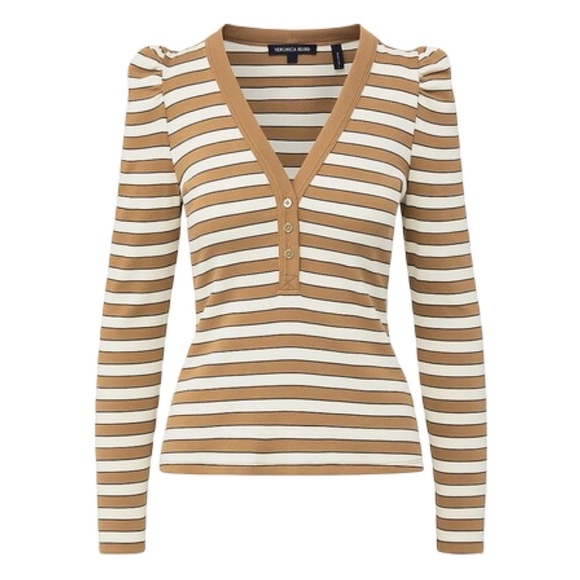$295 New VERONICA BEARD Dekalb Top in Camel Size S - Picture 1 of 7